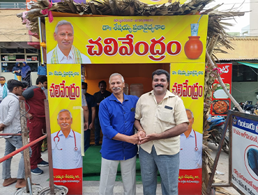 Community members receiving clean water supply